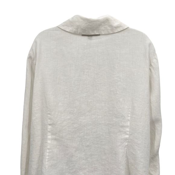 FLAX by Jeanne Engelhart Size 1G 1X White Button Down Shirt Lagenlook Top Linen - Picture 9 of 16